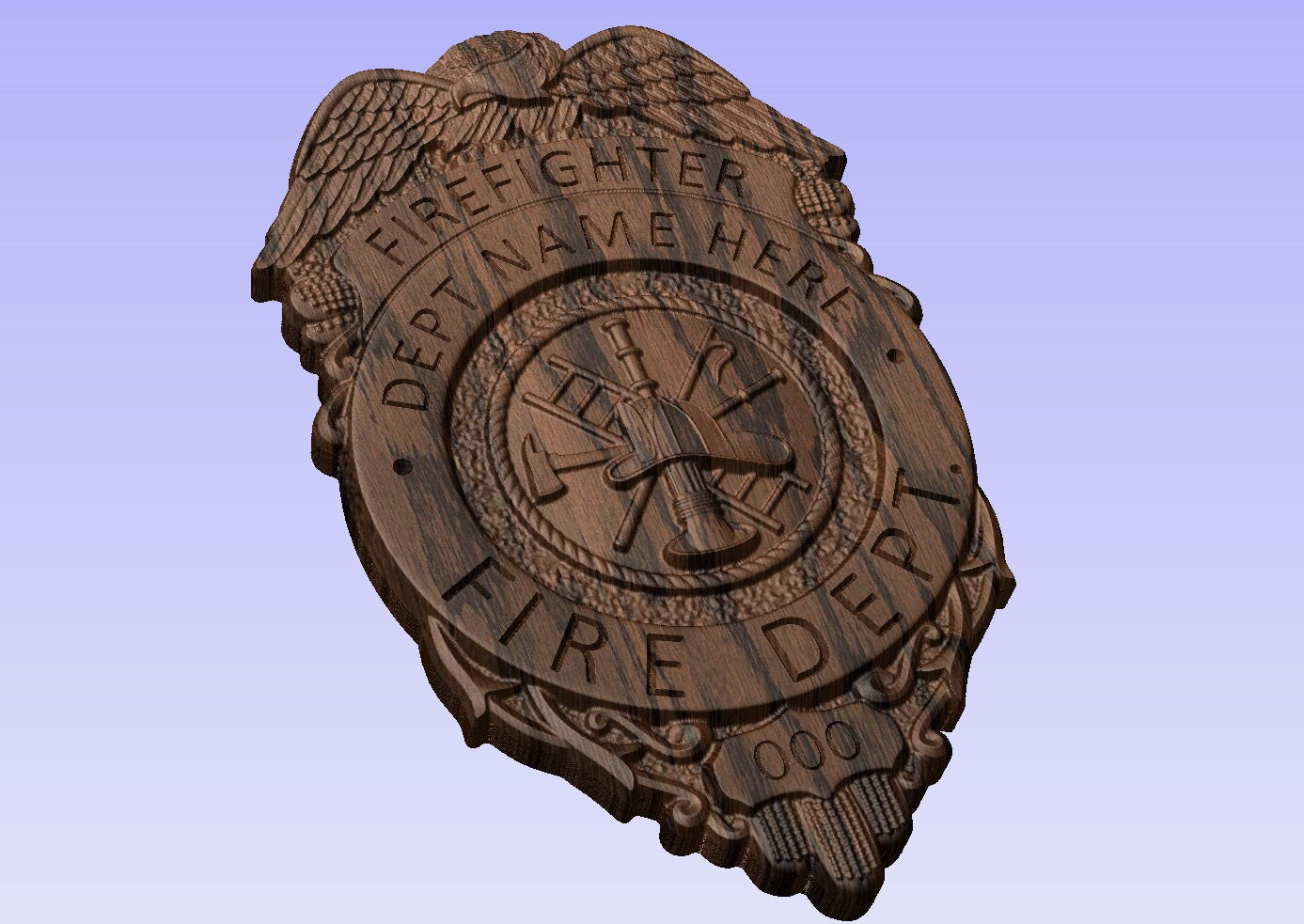 Custom Fire Dept Firefighter Badge 3D V Carved Wood Sign