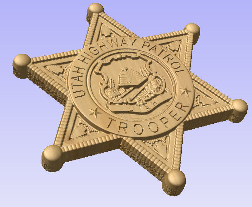 Personalized Utah Highway Patrol Trooper Badge V Carved Wood Sign