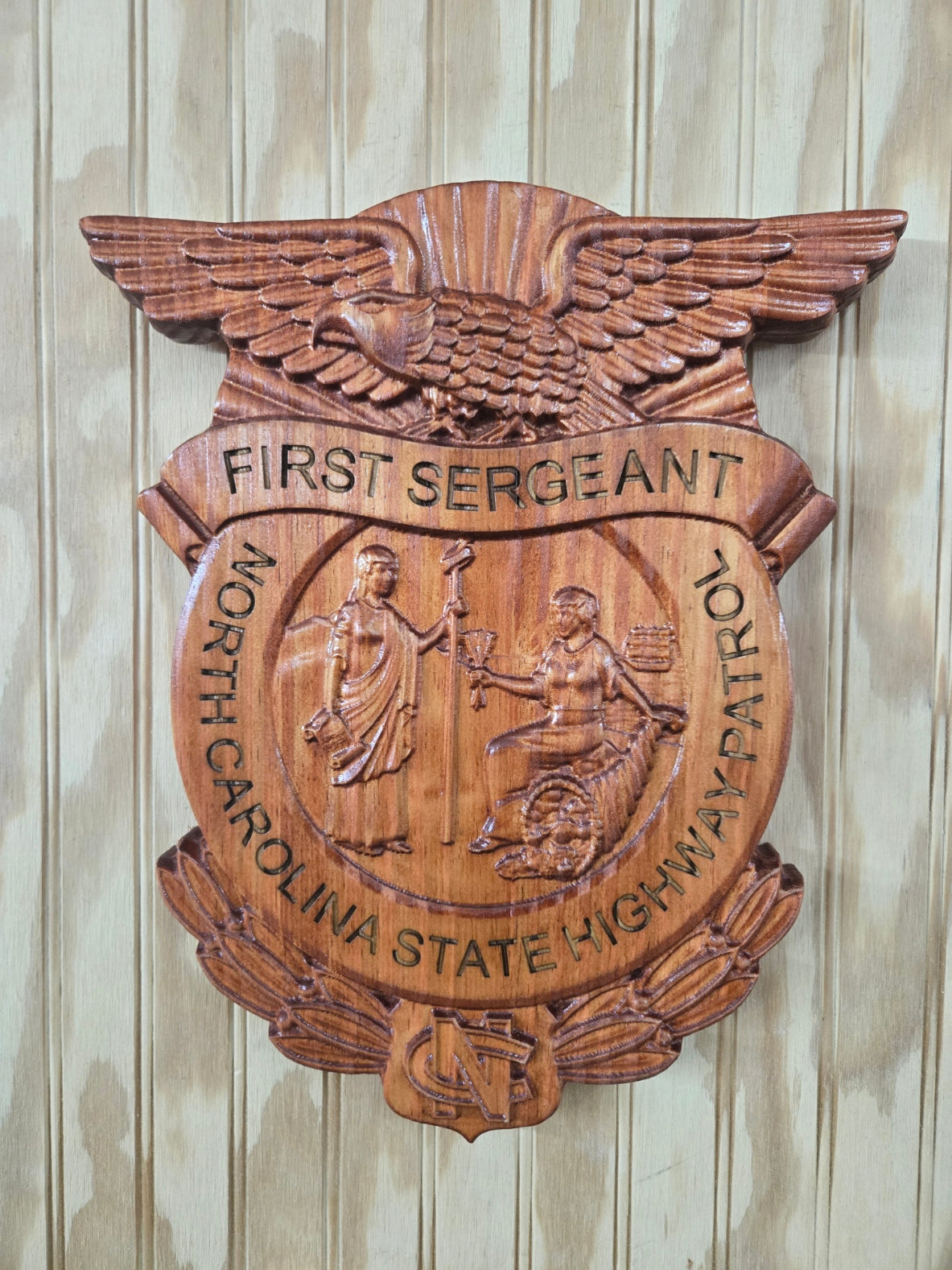 North Carolina Highway Patrol Patch - 3D Carved Wood Sign