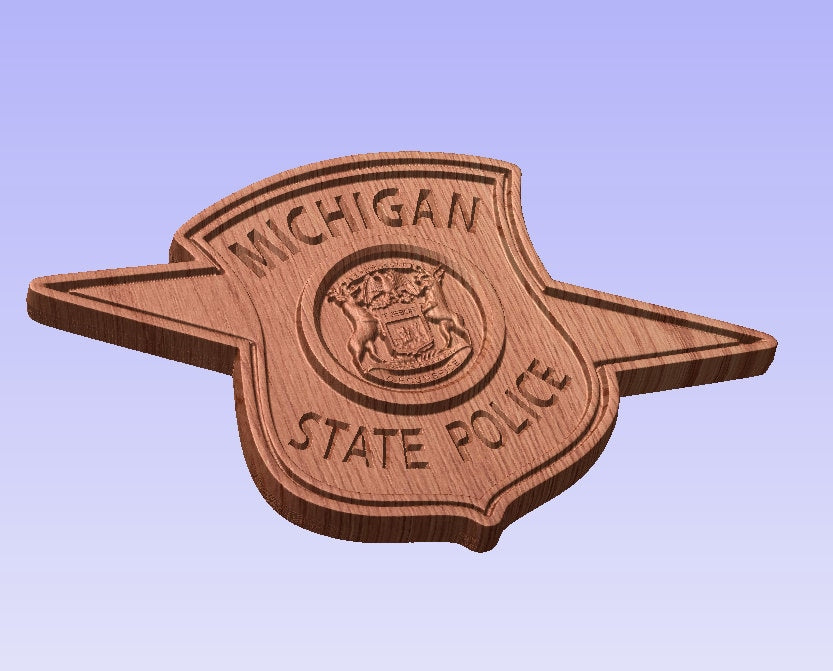 Michigan State Police Logo - V Carved Wood Sign