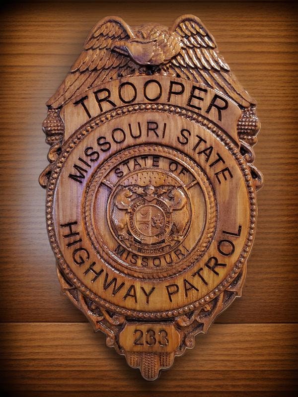 Custom Missouri Highway Patrol Badge: 3D Carved Wood Sign