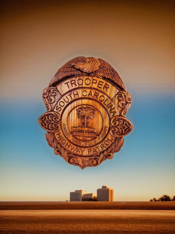 Personalized South Carolina State Trooper Badge: V Carved Wood Sign