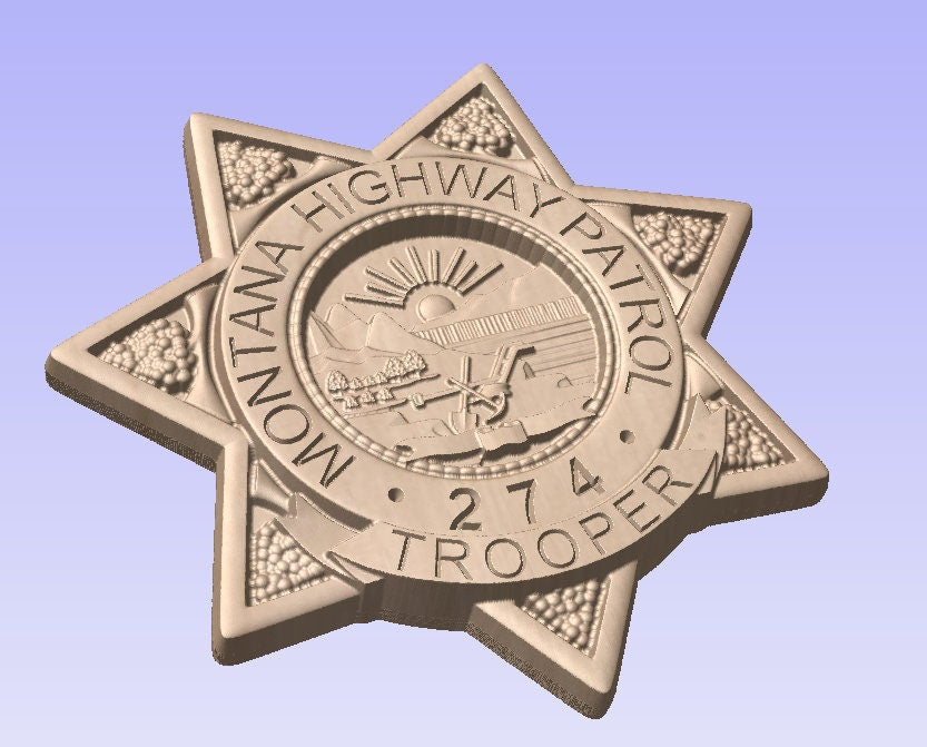 Montana Highway Patrol Trooper Badge - Personalized Police Badge V Carved Wood Sign