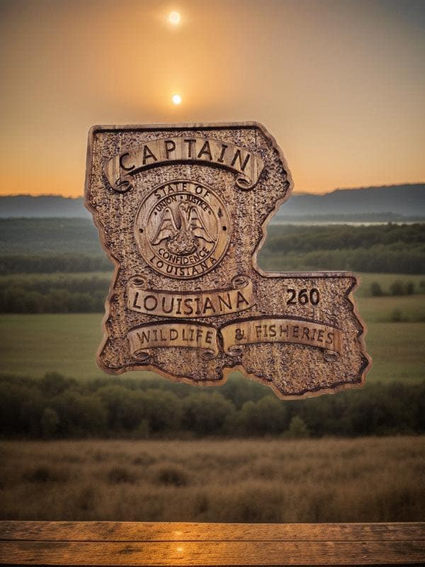 Personalized Louisiana State Police Badge: V Carved Wood Sign