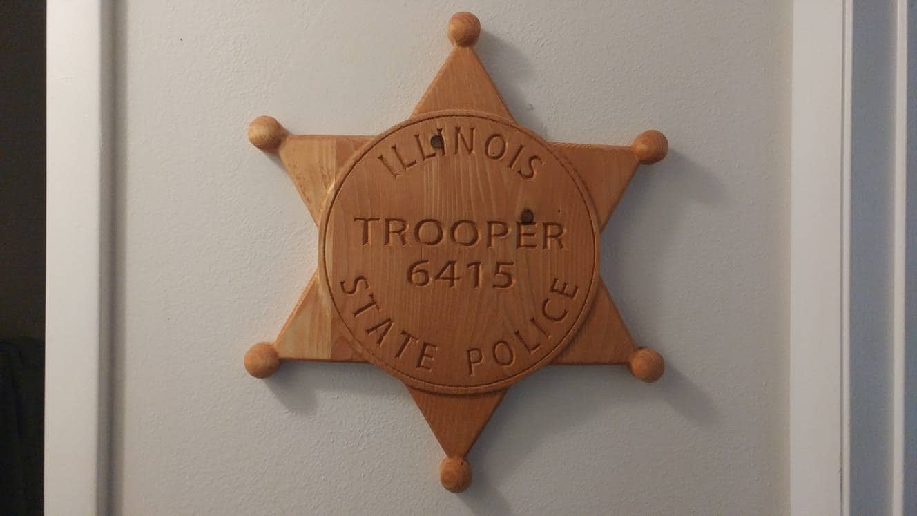 Personalized Illinois State Trooper Badge: Custom Carved Wood Sign