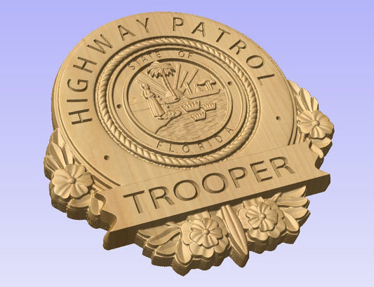 Personalized Florida Highway Patrol Badge: V Carved Wood Sign