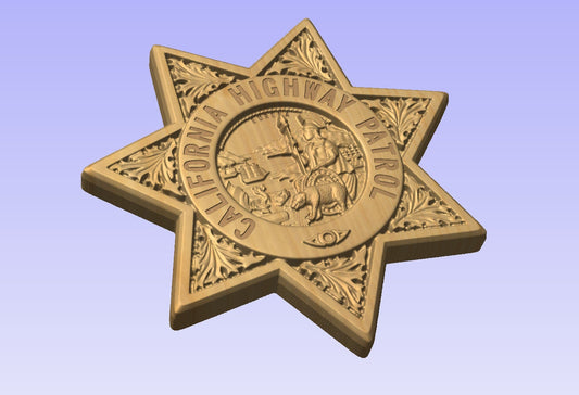 California Highway Patrol Badge CHP CHiP's- Personalized Badge 3D V Carved Wood Sign