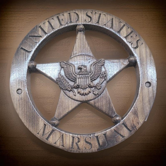 Custom US Marshal Personalized  Badge V Carved Wooden Sign.