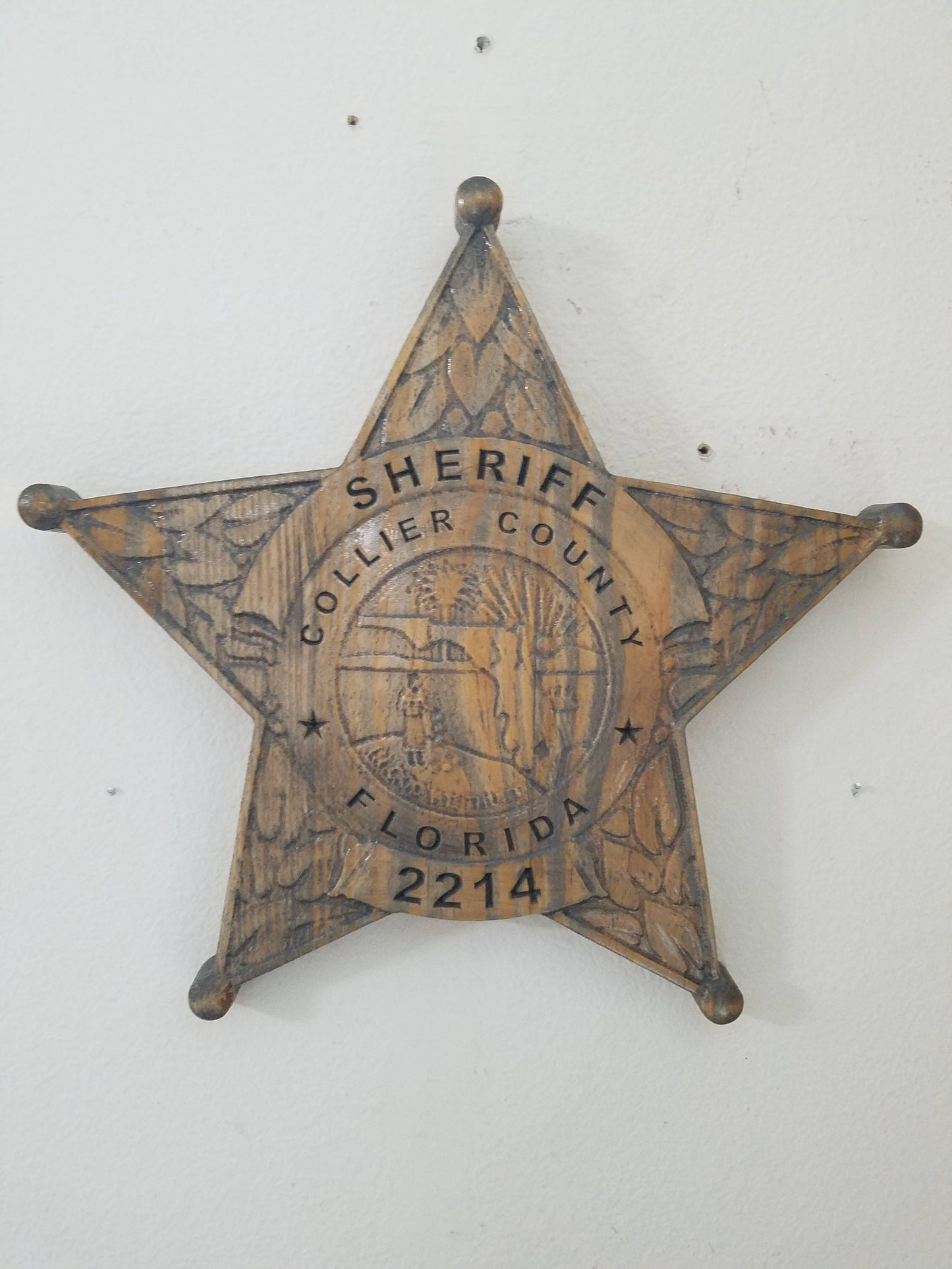 Custom Collier County Sheriff Personalized Badge 3D V Carved Wood Sign