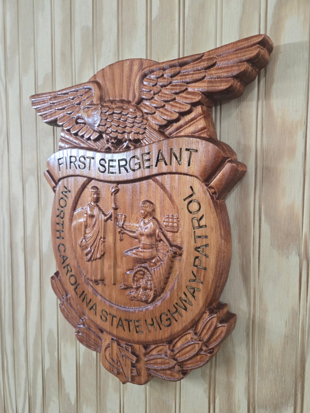 North Carolina Highway Patrol Patch - 3D Carved Wood Sign