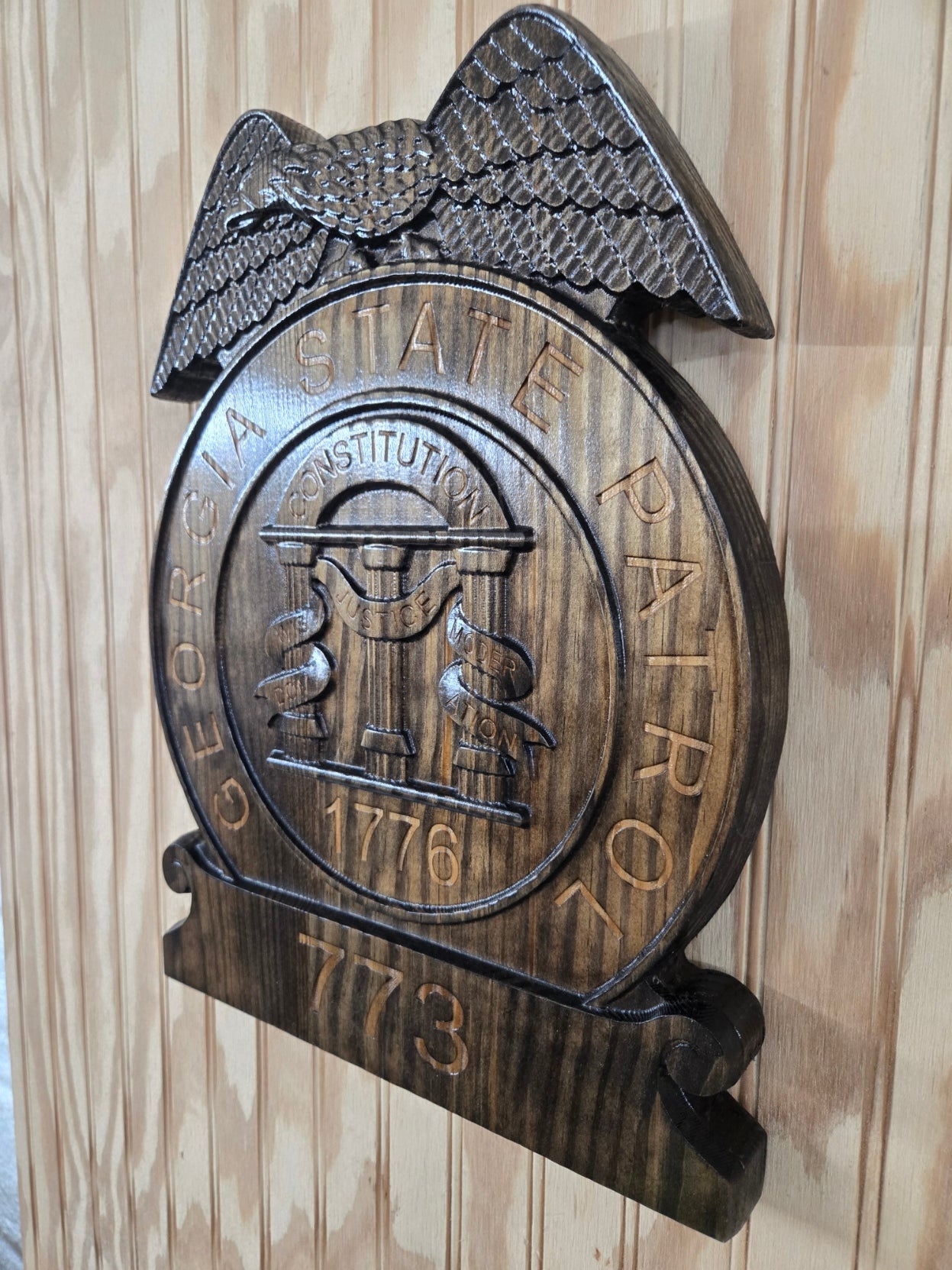 Personalized Georgia State Patrol Badge: Carved Wood Sign