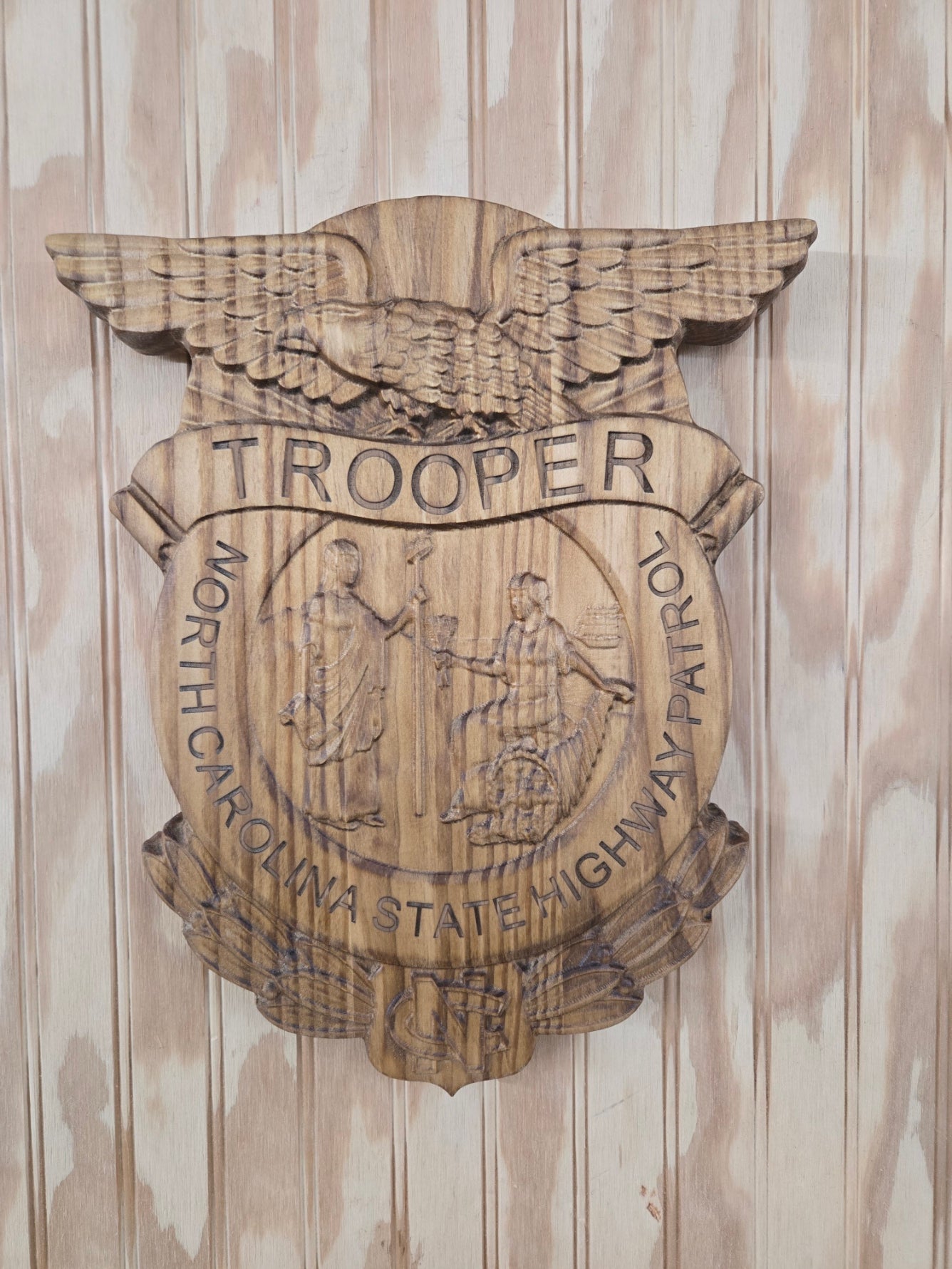 North Carolina Highway Patrol Patch - 3D Carved Wood Sign