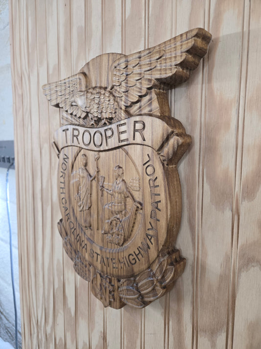 North Carolina Highway Patrol Patch - 3D Carved Wood Sign