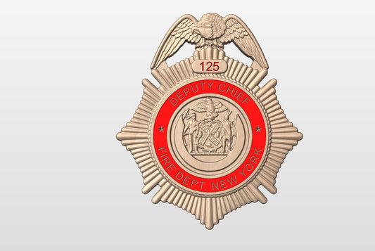NEW design!! - FDNY Fire Department Badge - Personalized Badge 3D V Carved Wood Sign