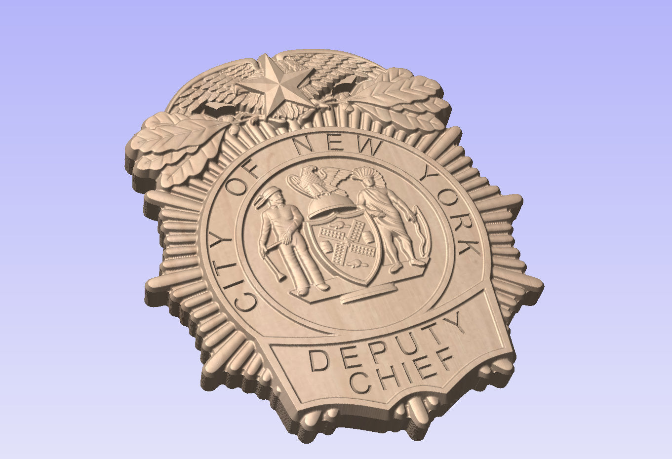 Personalized NYC Deputy Chief Badge: 3D Carved Wooden Police Sign
