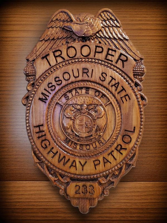 Custom Missouri Highway Patrol Badge: 3D Carved Wood Sign