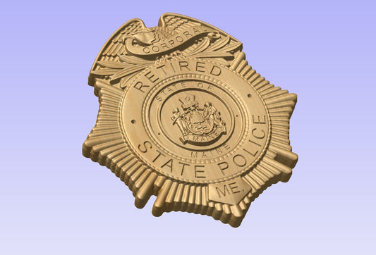 Custom Maine State Police Corporal Badge: 3D Carved Wood Sign