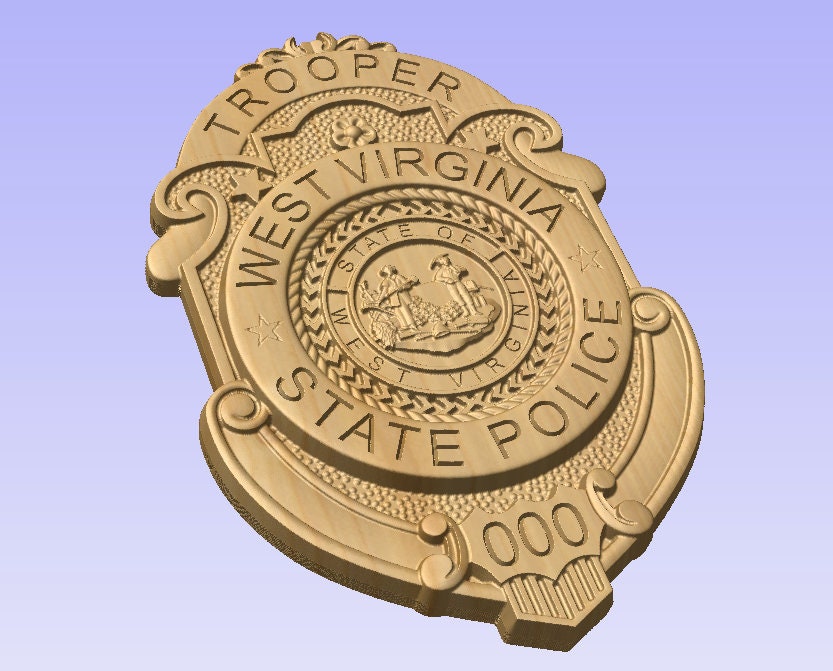 Custom West Virginia State Police Badge: 3D Carved Wood Sign