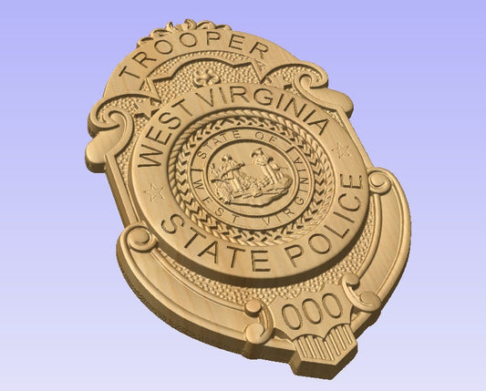 Custom West Virginia State Police Badge: 3D Carved Wood Sign