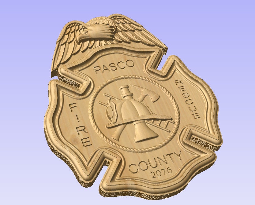 Personalized Fire Dept Maltese Cross With Eagle 3D V Carved Wood Sign