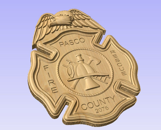 Personalized Fire Dept Maltese Cross With Eagle 3D V Carved Wood Sign