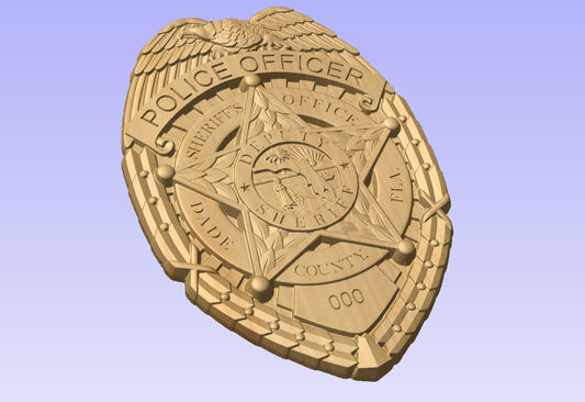 Custom Miami Dade Sheriff Badge  - Personalized Badge 3D V Carved Wood Sign
