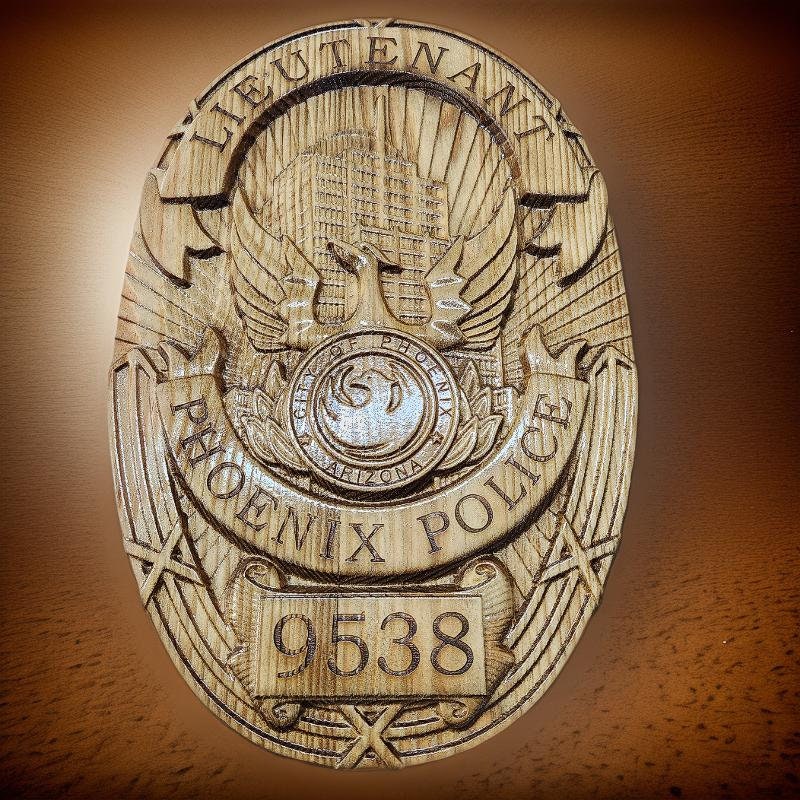 Custom  Phoenix Trooper Sergeant Lieutenant Badge 3D V Carved Wood Sign