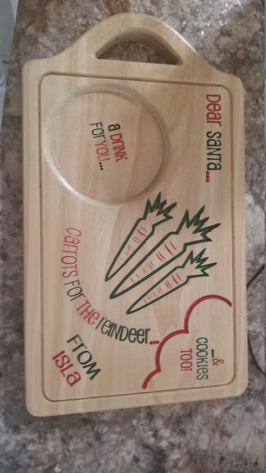 Custom Personalized Christmas Eve Tray - Dear Santa Cookies Milk Carrots