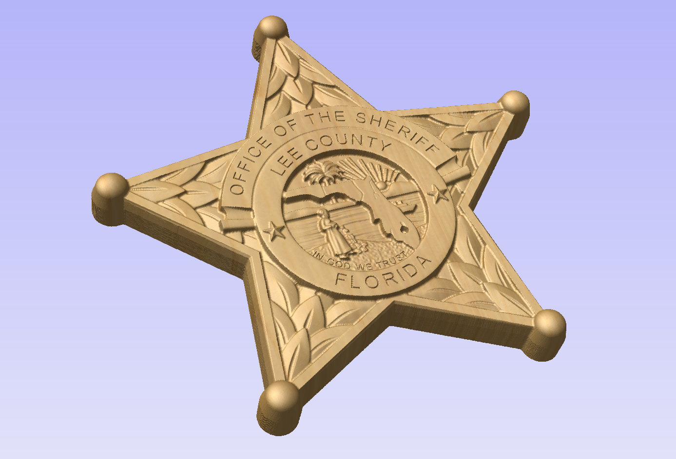 New Design Custom Lee County Sheriff Florida Personalized Badge 3D V Carved Wood Sign