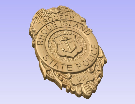Personalized Rhode Island State Police Badge: V Carved Wood Sign