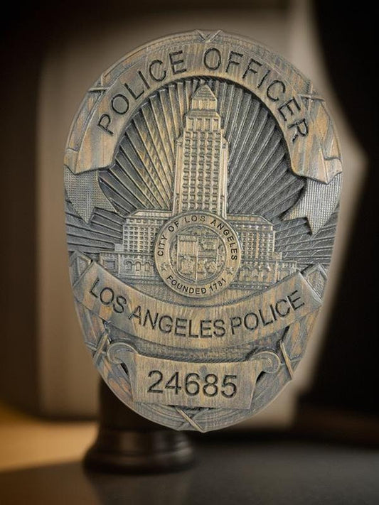 Personalized LAPD Police Badge: 3D Carved Wood Sign